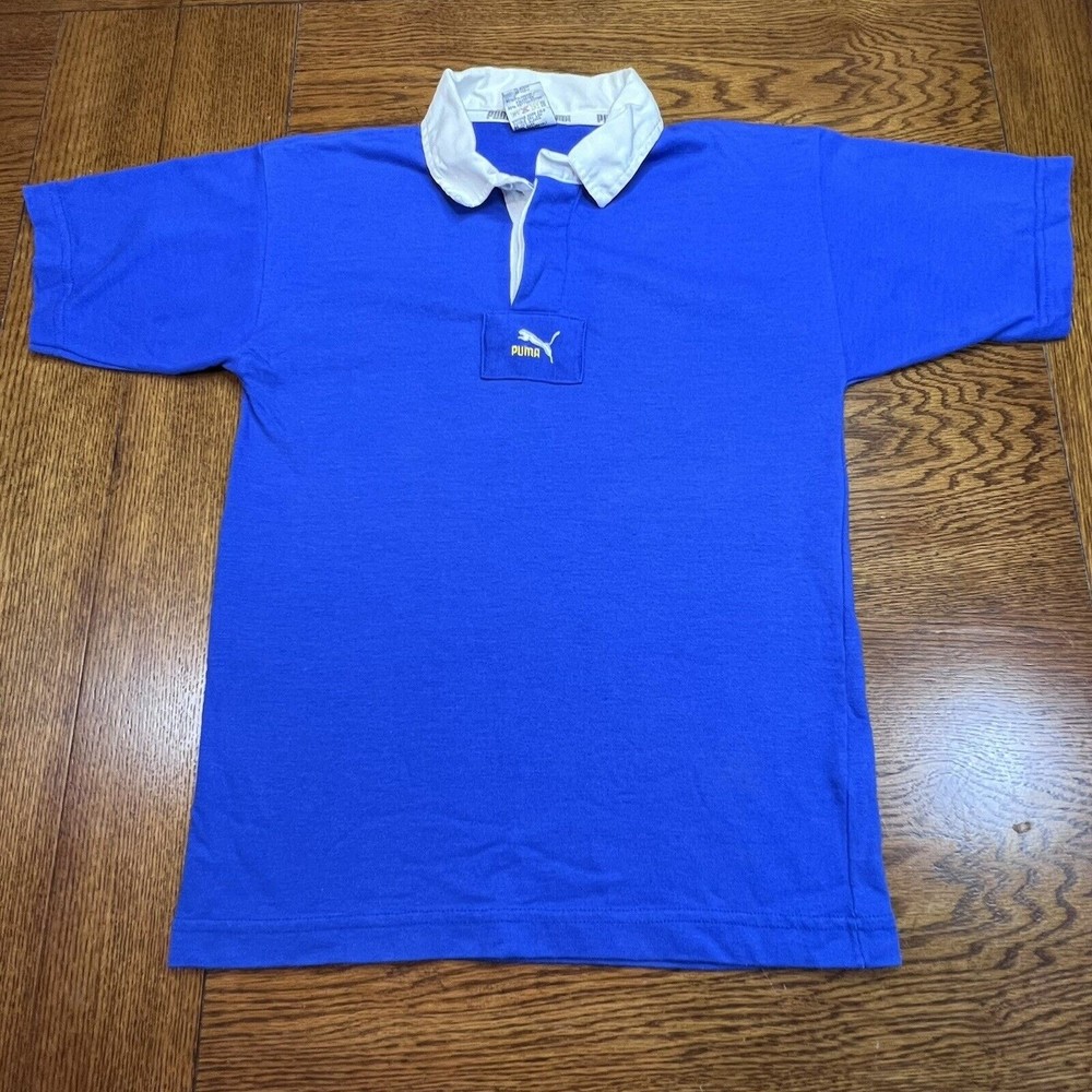 Vintage Puma Polo Shirt Blue Youth Medium
